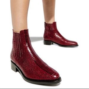 The Office Of Angela Scott Mr. Jagger Snake Embossed Chelsea Boot Red